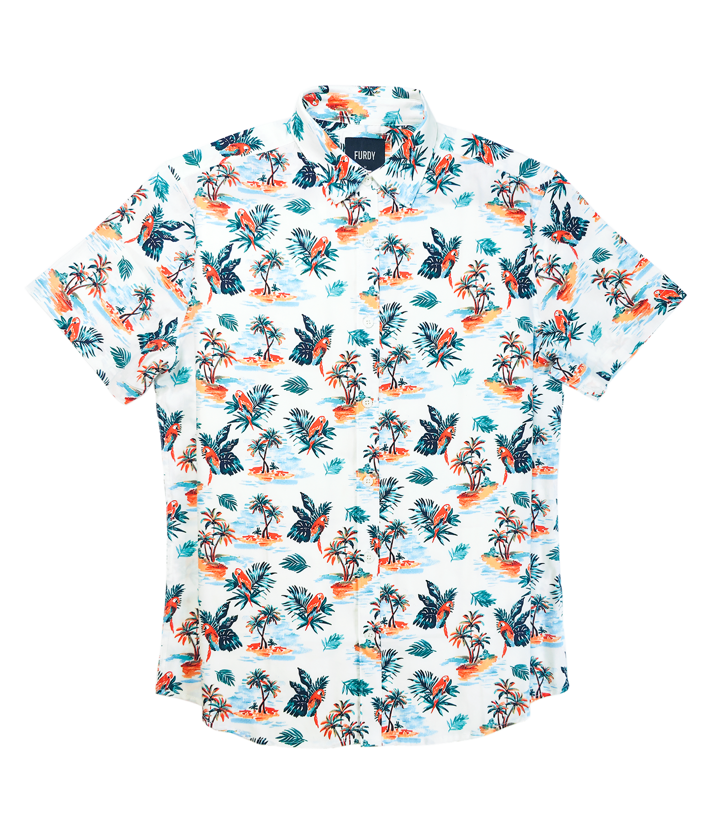 Furdy Tropical Print Short Sleeve Shirt