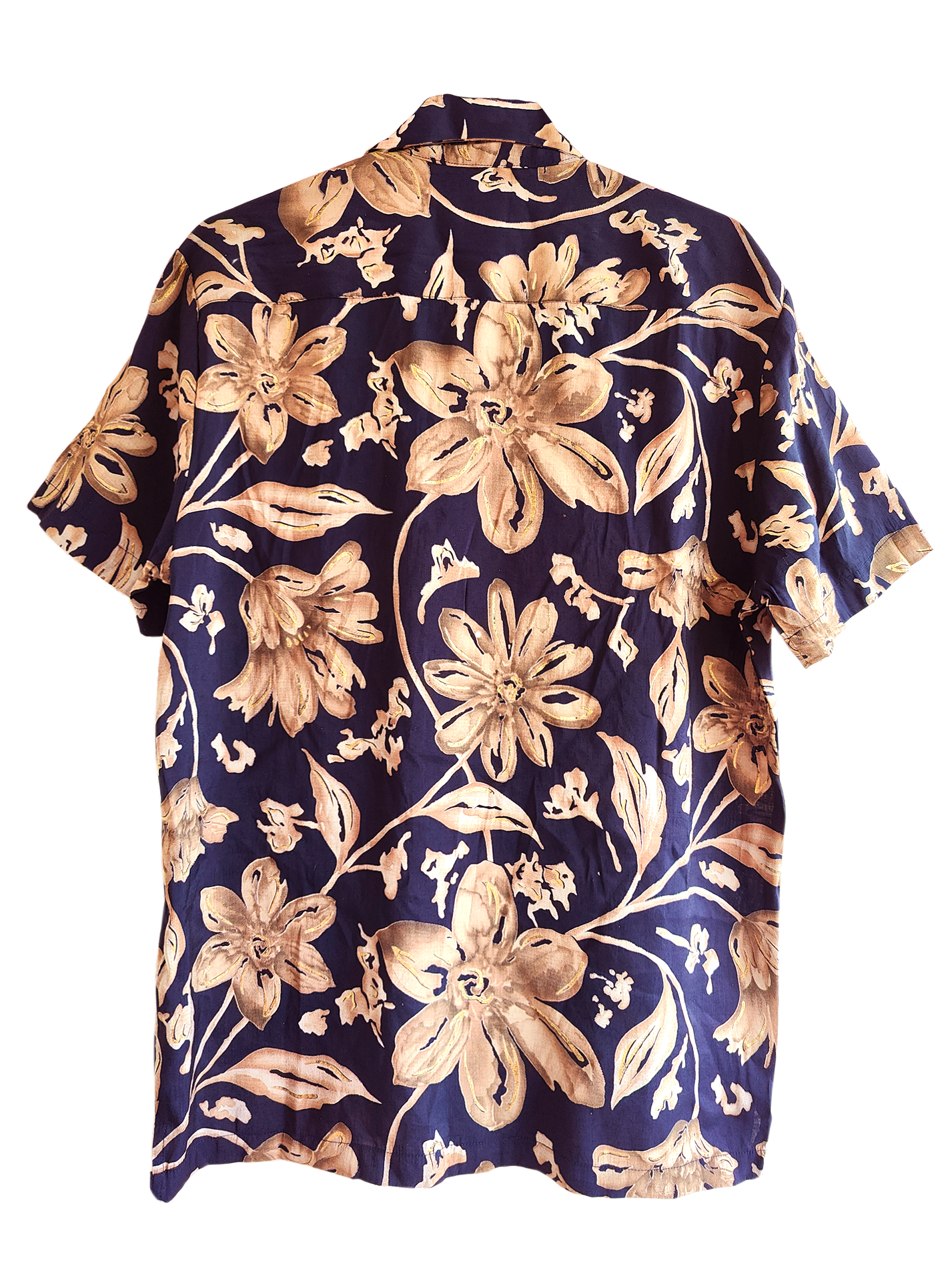 Furdy Big Floral Print Short Sleeve Camp Collar Shirt