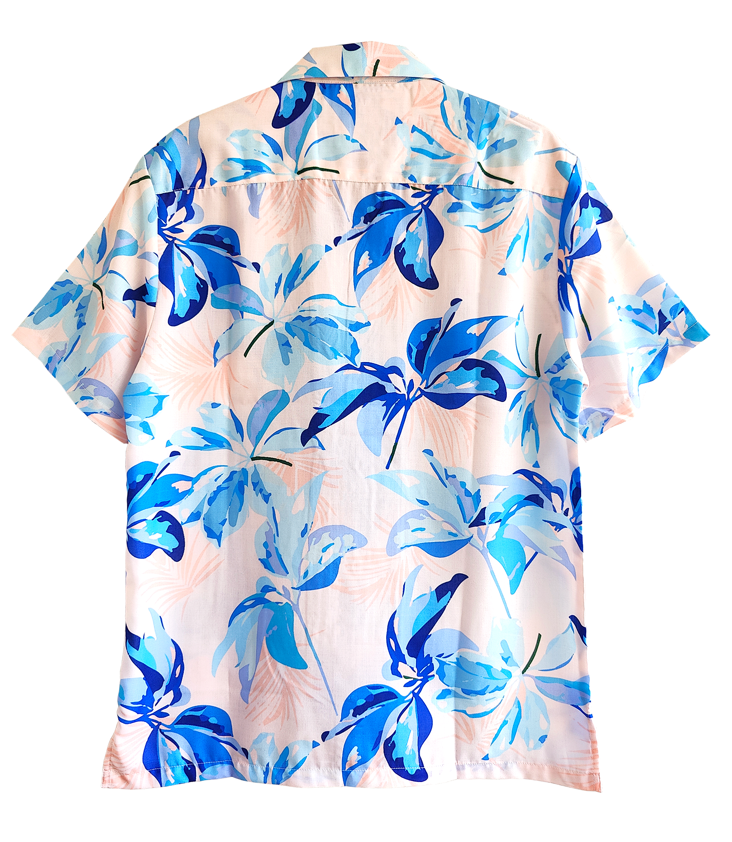 Furdy Floral Pink & Blue Print Short Sleeve Camp Collar Shirt