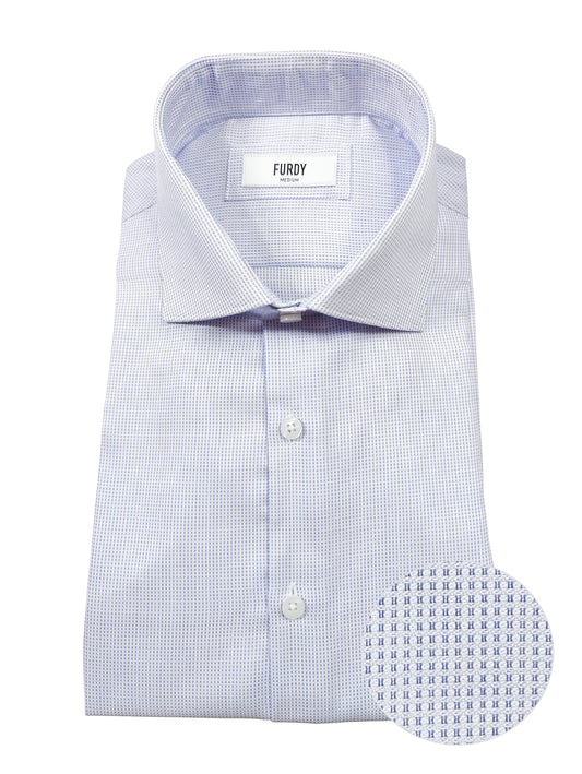 FURDY Men's Classic Formal Shirt, Textured Dot Dobby, Full Sleeves