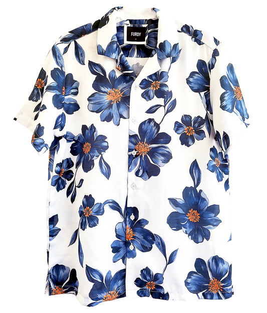 Floral Printed Short Sleeve Camp Collar Shirt