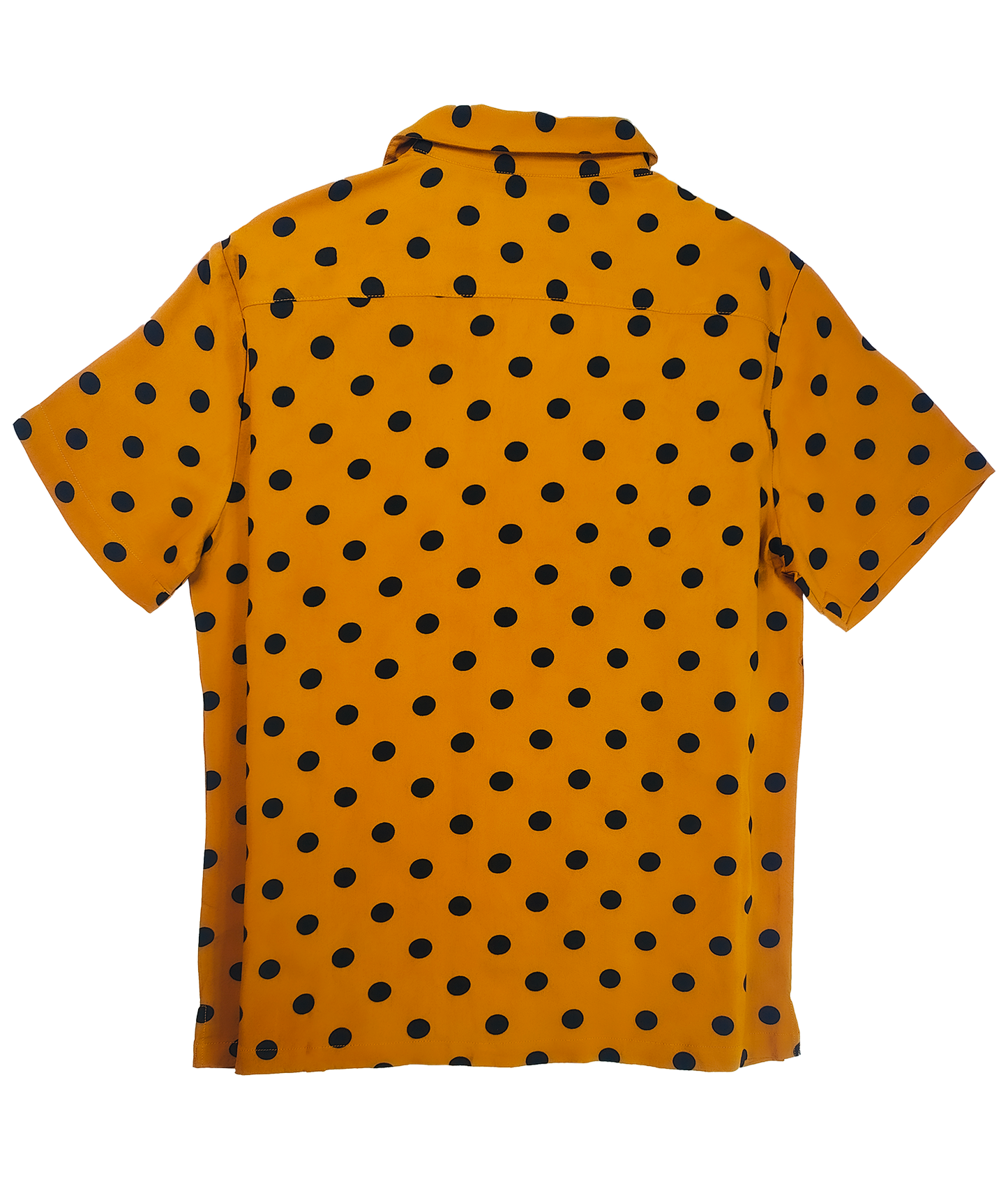 Short Sleeve Camp Collar Shirt, Orange with Black Polka Dots