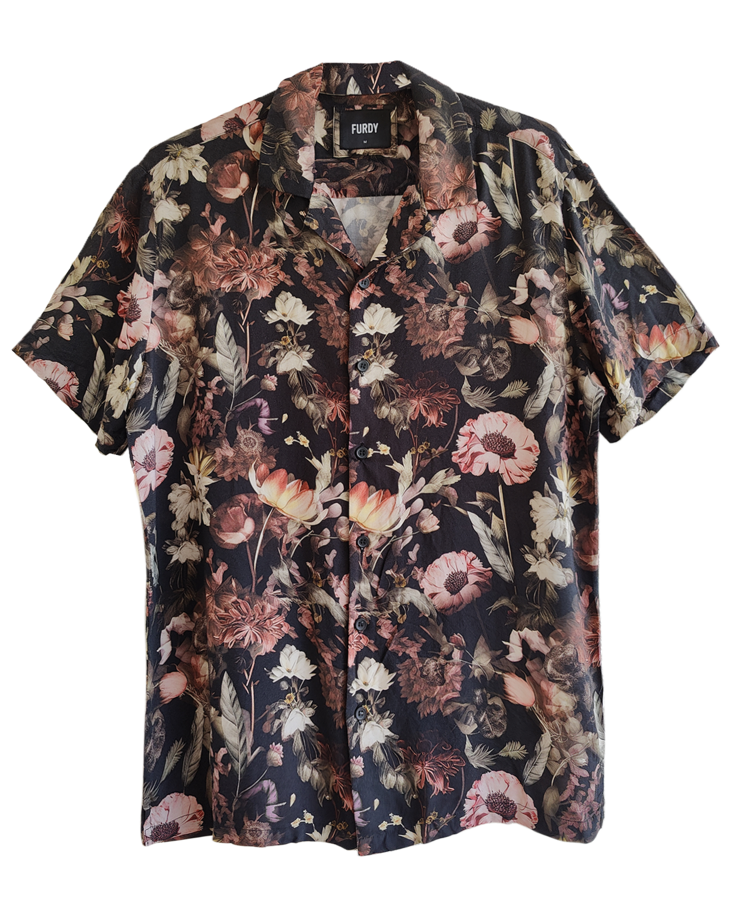 Floral Print Short Sleeve Camp Collar Shirt