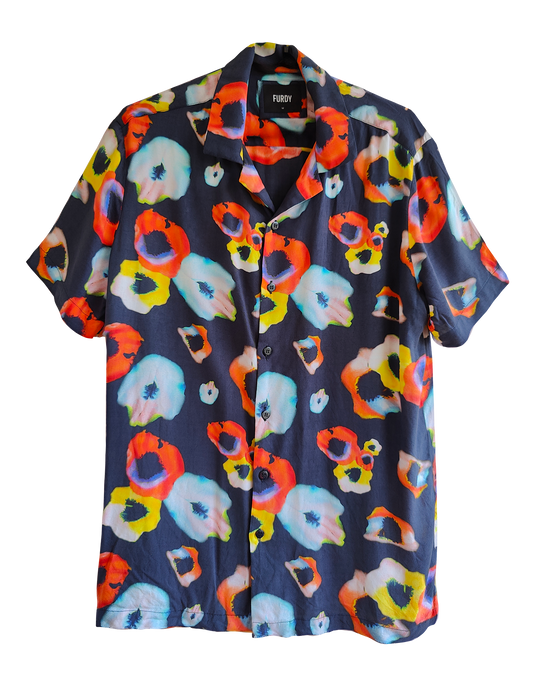 Multicolor Short Sleeve Camp Collar Shirt