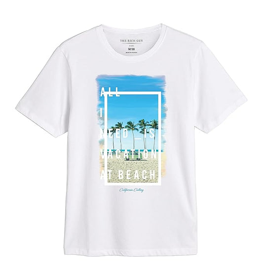 Furdy Beach Graphic T-Shirt Palm Tree Print, California Calling Design