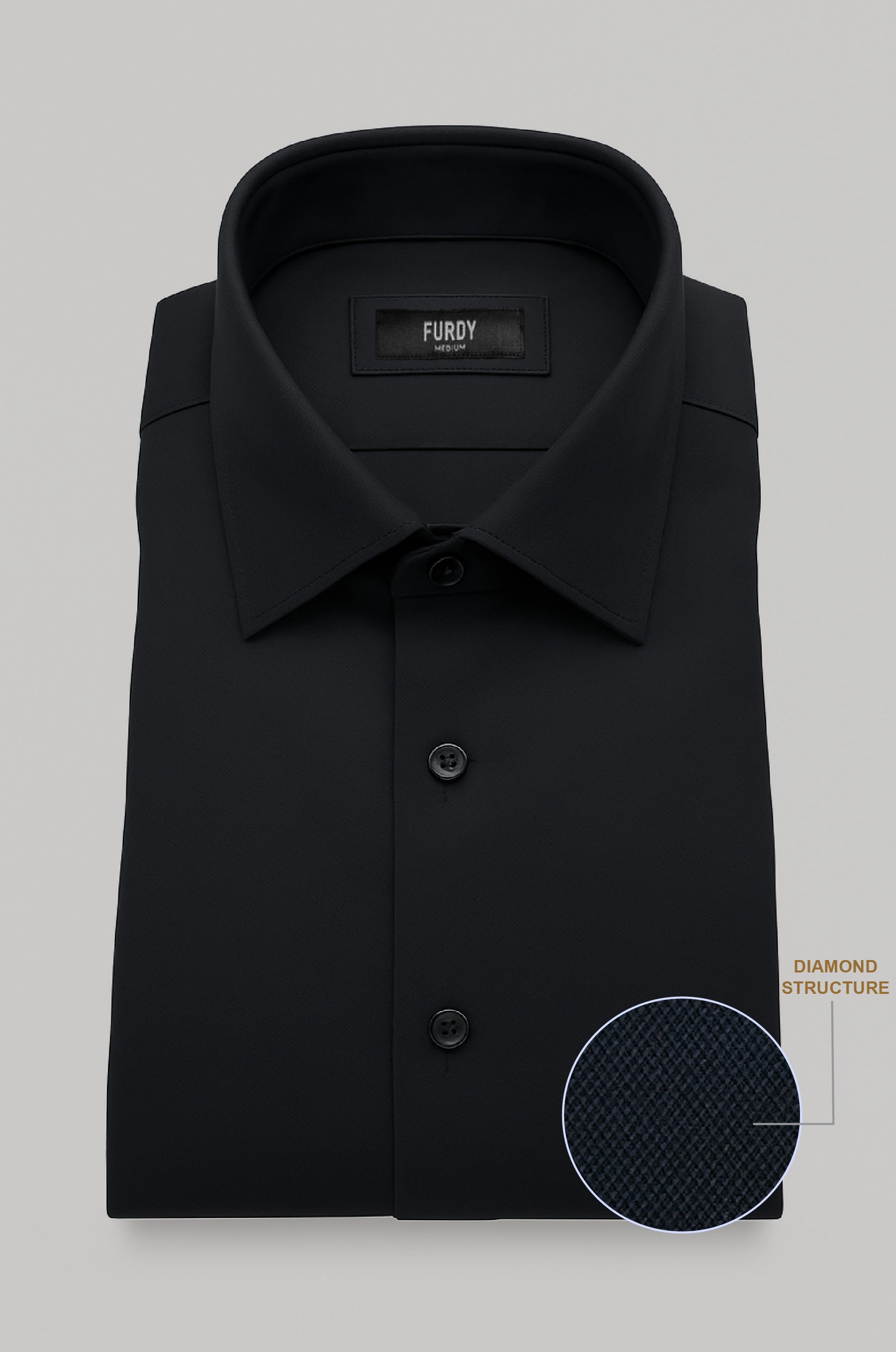 Black dobby diamond structured shirt for men – FURDY