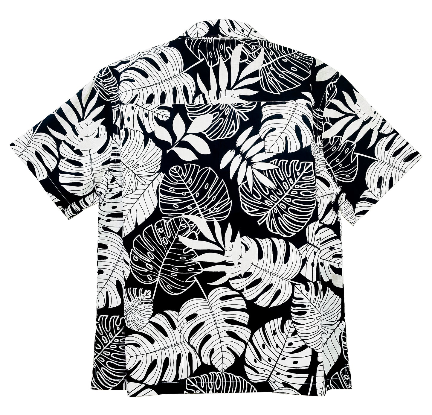 Furdy Men's Tropical Monstera Leaf Print Summer Shirt, Black and White