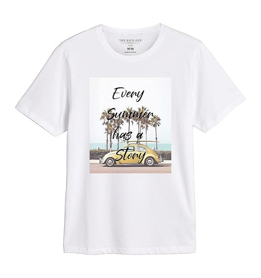 Summer Story Graphic Print T-Shirt, White, Short Sleeve