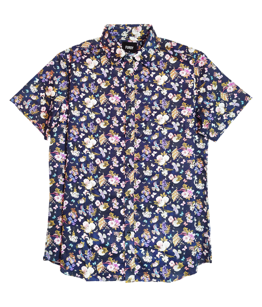 Floral Print Short Sleeve Regular Collar Shirt